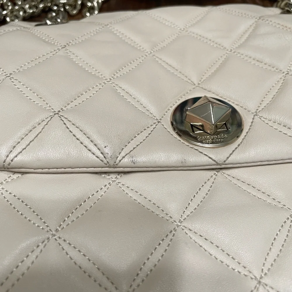 Kate Spade Natalia Cream Quilted Chain Shoulder Bag
